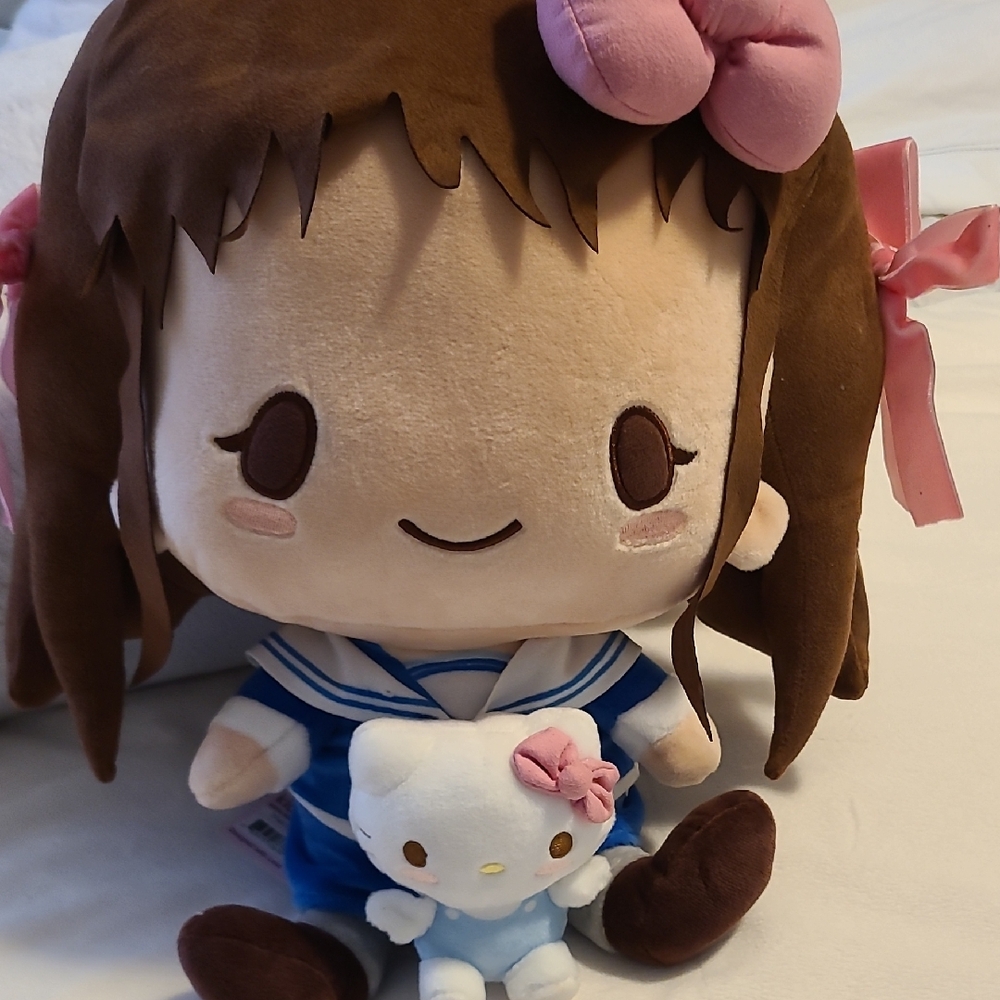 Hello Kitty Plush Doll Brown Pink Blue White